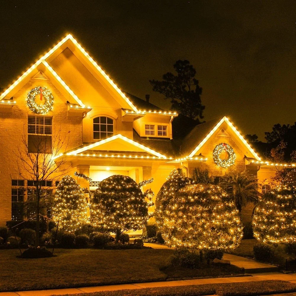 600 LED Christmas Lights Outdoor Indoor String Lights 8 Modes Warm White 206 FT